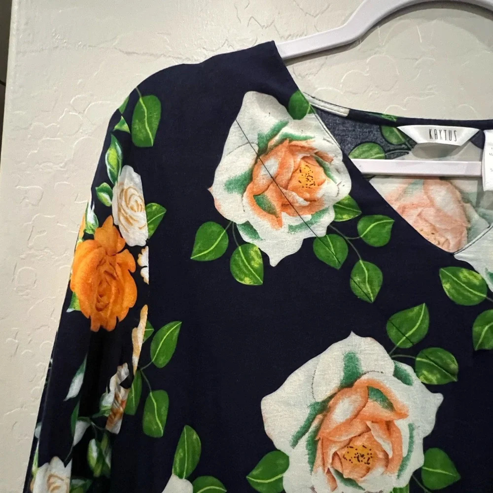 Kaktus Large floral maxi dress long sleeves with tie waist - Picture 6 of 13